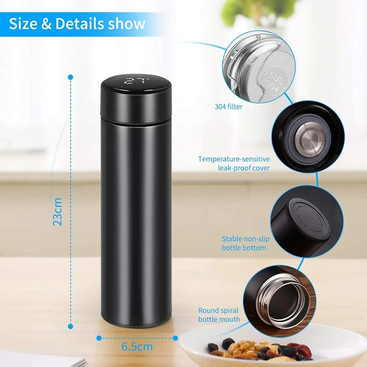 LED Temperature Display Vacuum Flask TrendyHub