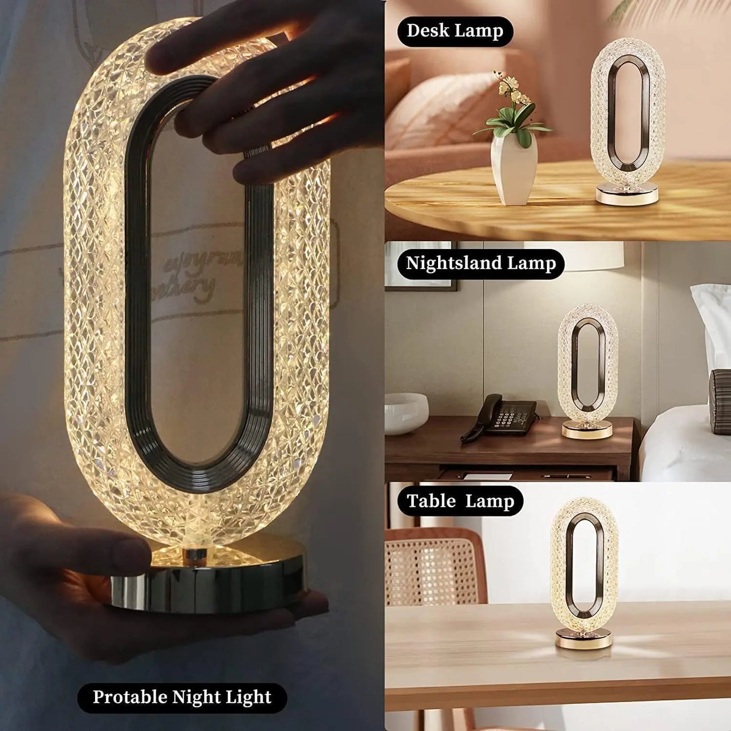 Diamond cuts shaped Decorative Crystal Lamp TrendyHub