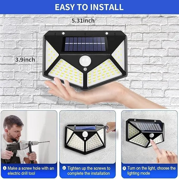 100 LED Motion Sensor Security Solar Lamp TrendyHub