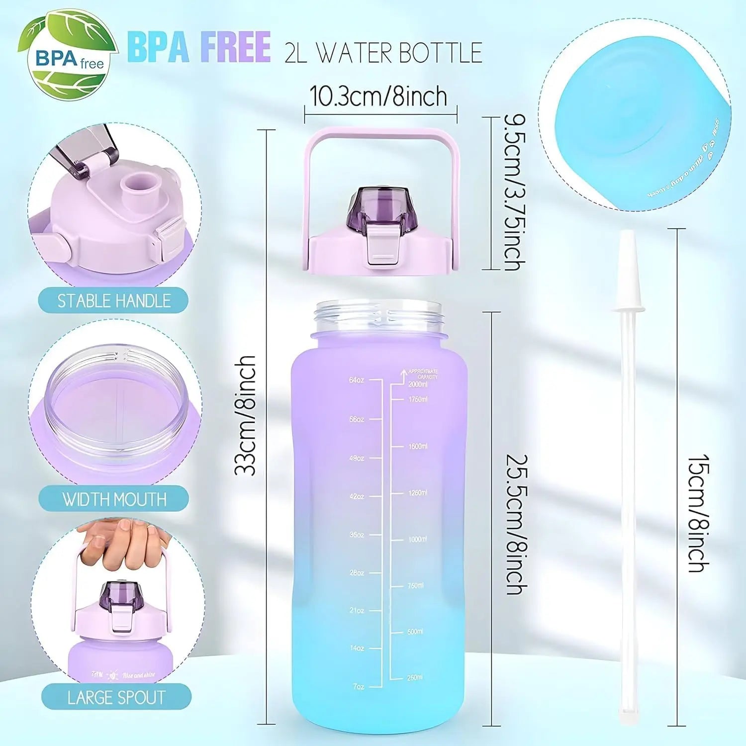 motivational water bottle 3 in 1 TrendyHub