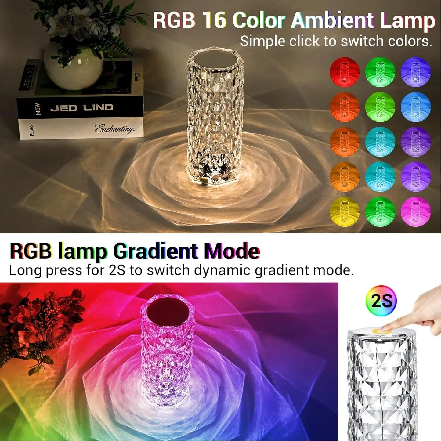 Crystal Lamp, 16 Colours RGB/ decorative lamp TrendyHub