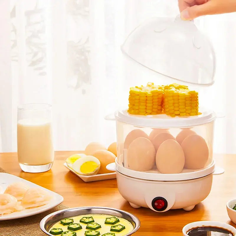 Multi-Function Electric 2 Layer Egg Boiler Cooker Steamer TrendyHub